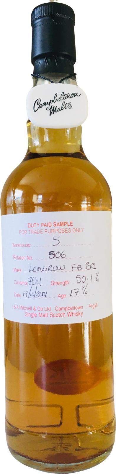 Longrow 2001 Duty Paid Sample - For Trade Purposes Only