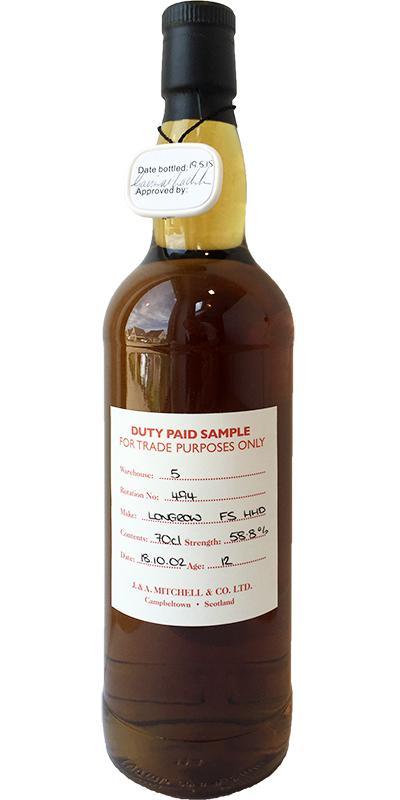 Longrow 2002 Duty Paid Sample - For Trade Purposes Only