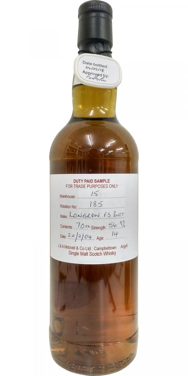 Longrow 2004 Duty Paid Sample - For Trade Purposes Only