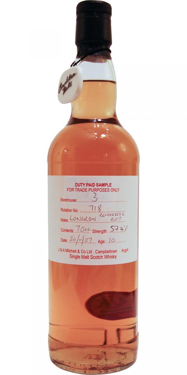 Longrow 2007 Duty Paid Sample - For Trade Purposes Only