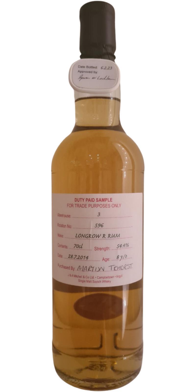 Longrow 2014 Duty Paid Sample - For Trade Purposes Only