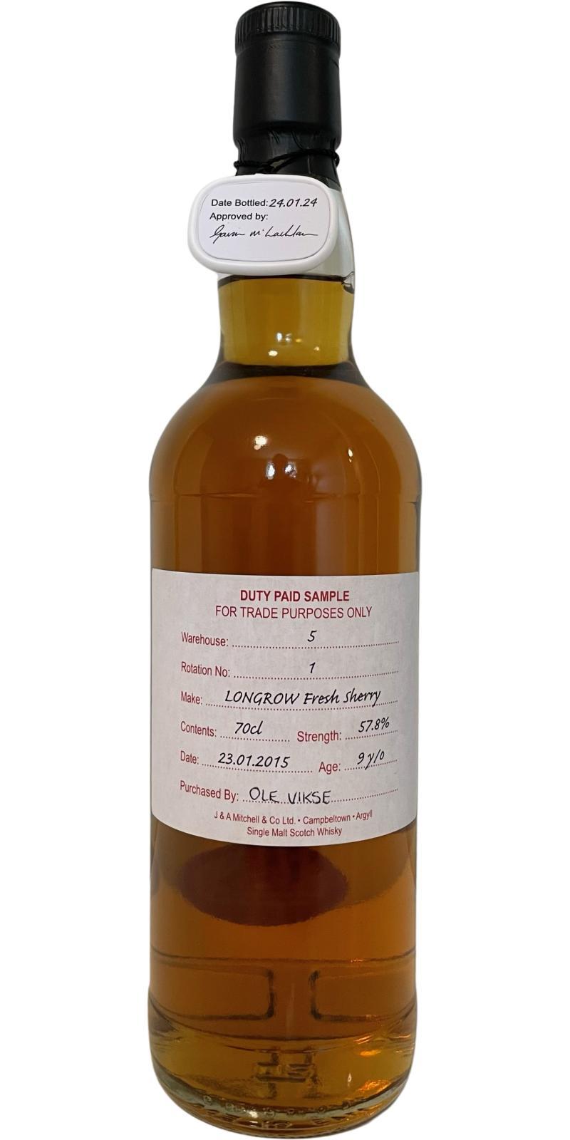 Longrow 2015 Duty Paid Sample - For Trade Purposes Only