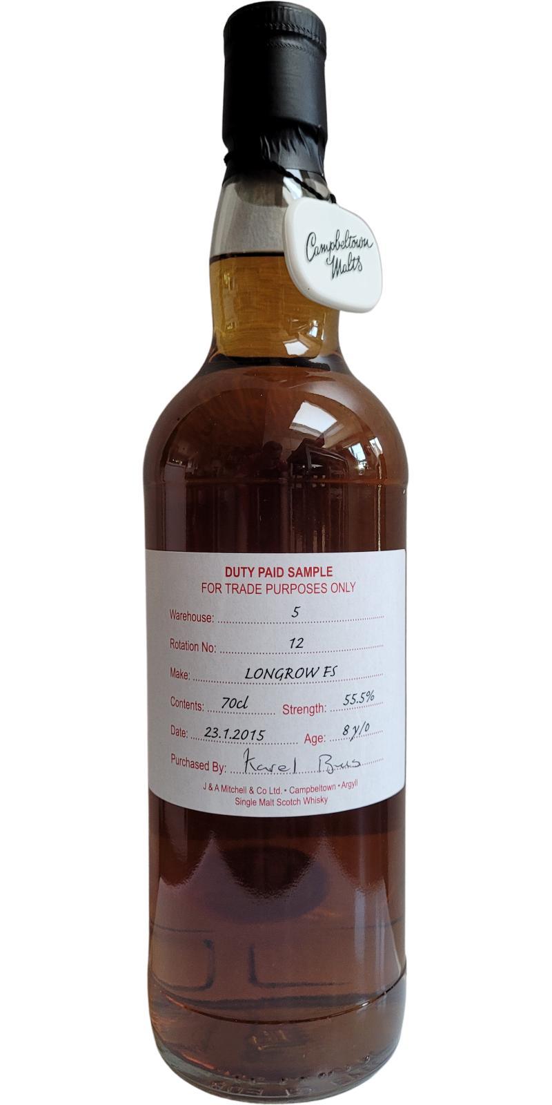 Longrow 2015 Duty Paid Sample - For Trade Purposes Only