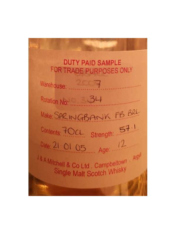 Springbank 16-year-old Duty Paid Sample - For Trade Purposes Only