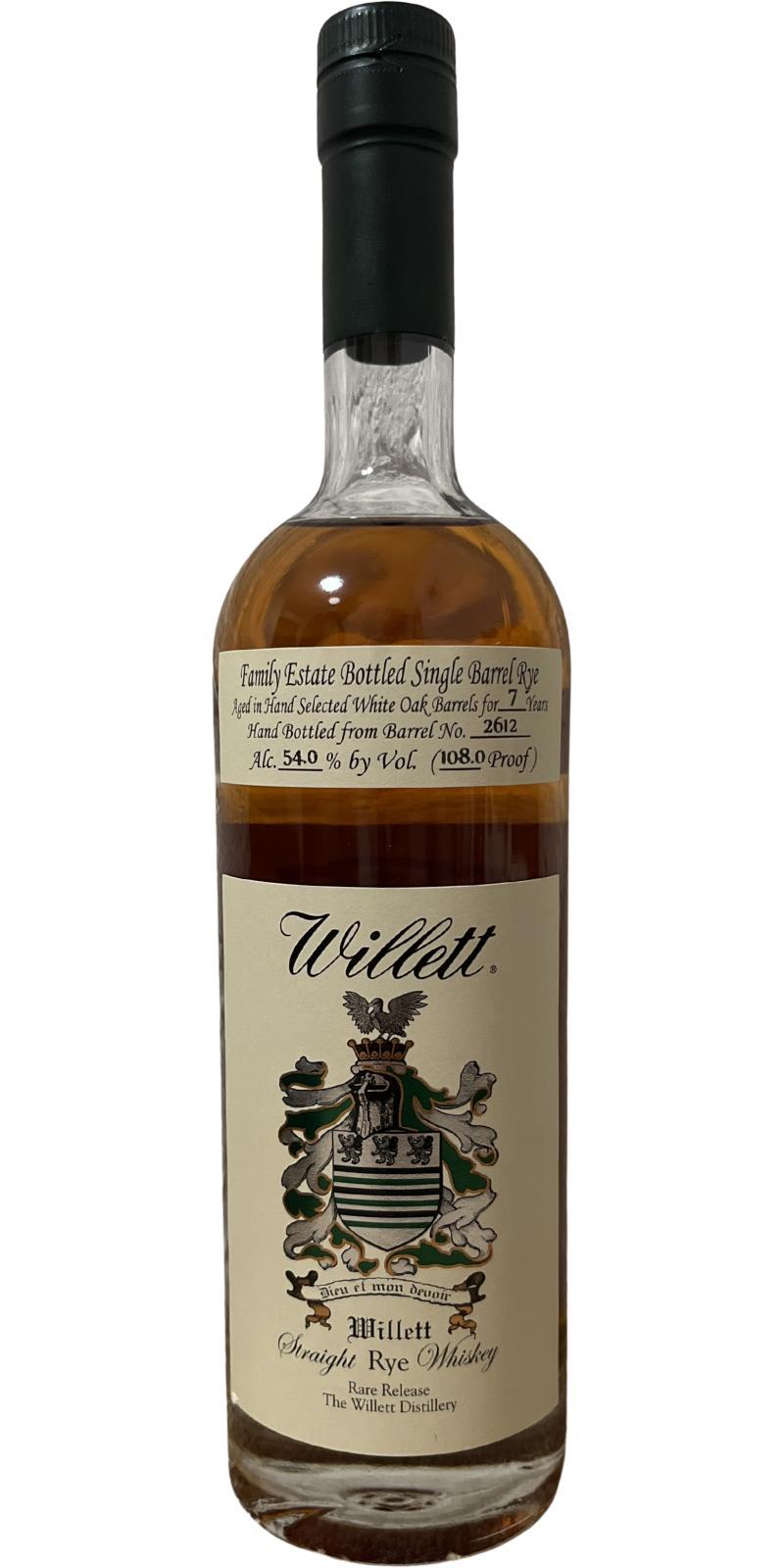 Willett 07-year-old  Family Estate Bottled Single Barrel Rye