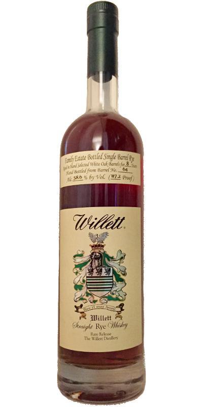 Willett 08-year-old  Family Estate Bottled Single Barrel Rye