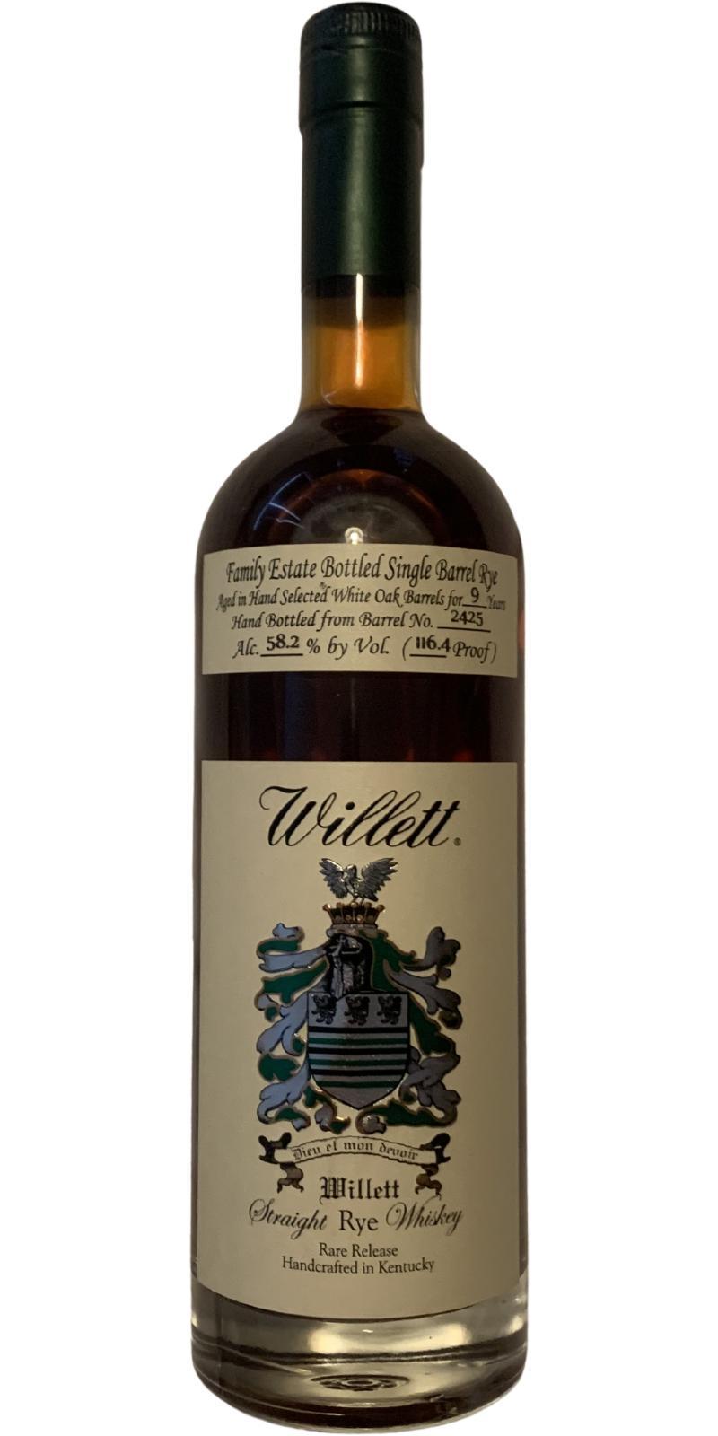 Willett 09-year-old  Family Estate Single Barrel Rye