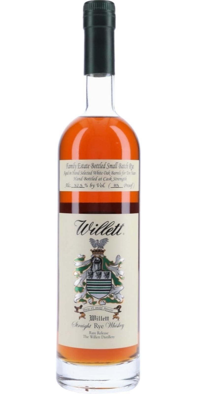 Willett 10-year-old  Family Estate Bottled Small Batch Rye