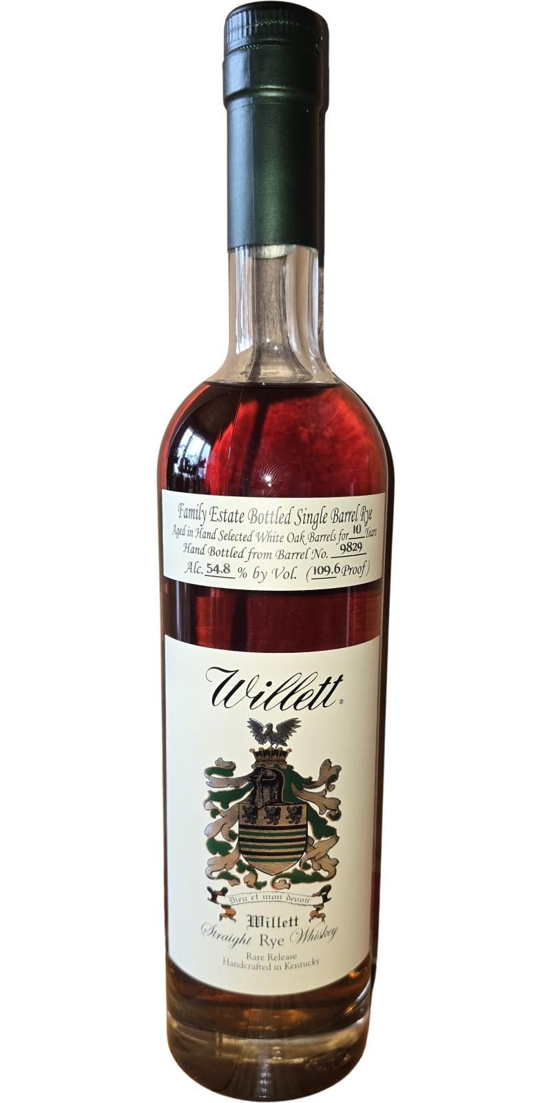 Willett 10-year-old  Family Estate Bottled Single Barrel Rye