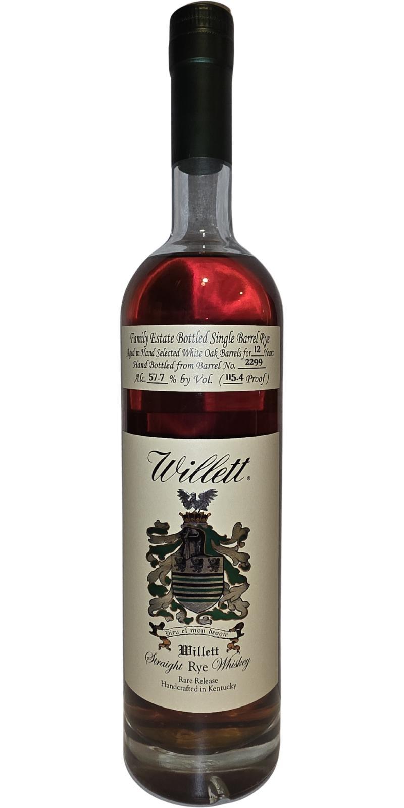 Willett 12-year-old  Family Estate Bottled Single Barrel Rye
