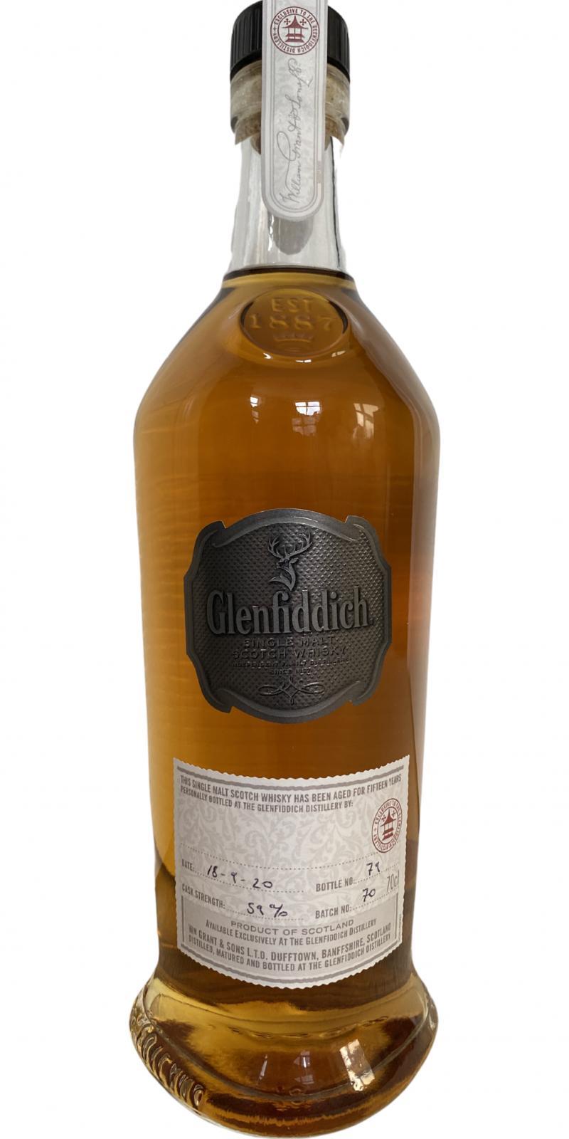 Glenfiddich 15-year-old  Cask Strength - Handbottled at Visitor Center