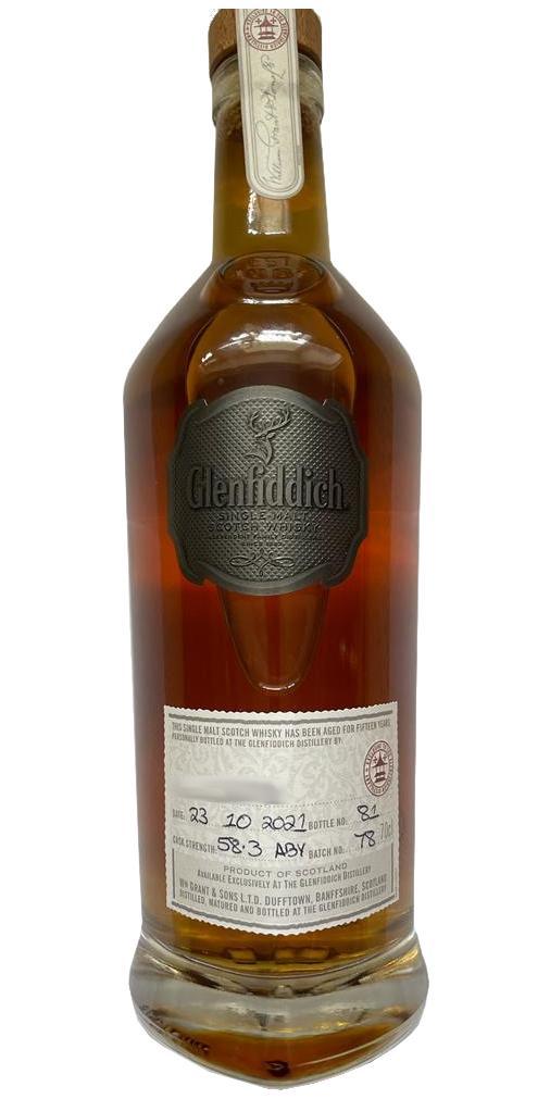 Glenfiddich 15-year-old  Cask Strength - Handbottled at Visitor Center