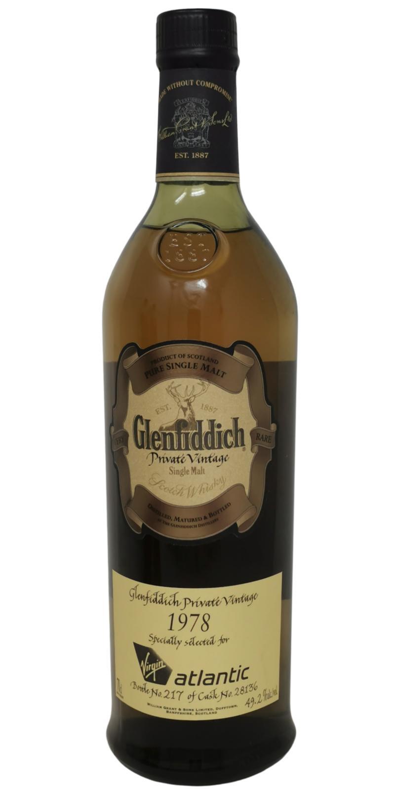 Glenfiddich 1978  Private Vintage for Virgin atlantic