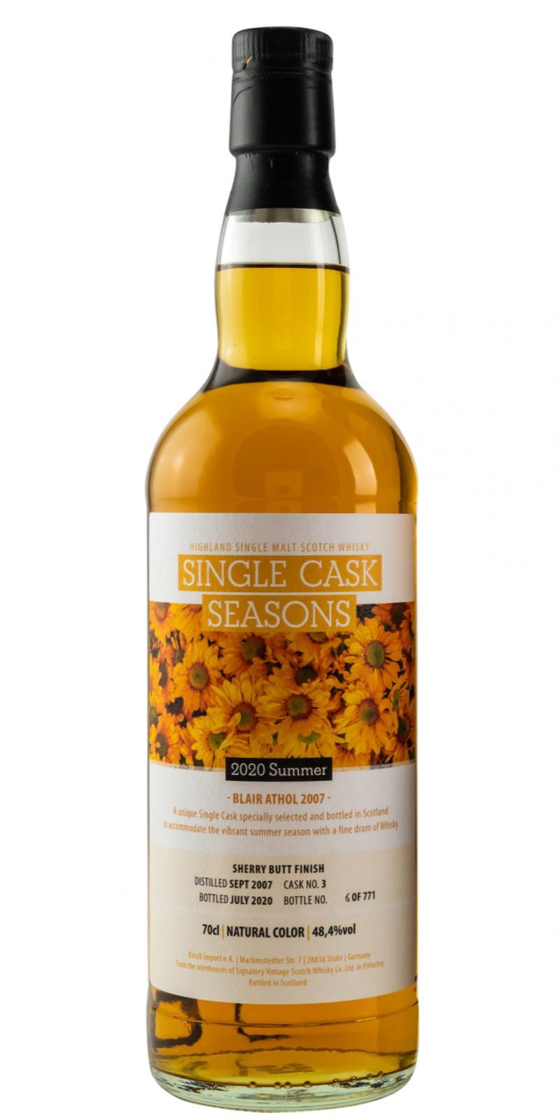 Blair Athol 2007 SV Single Cask Seasons Summer 2020