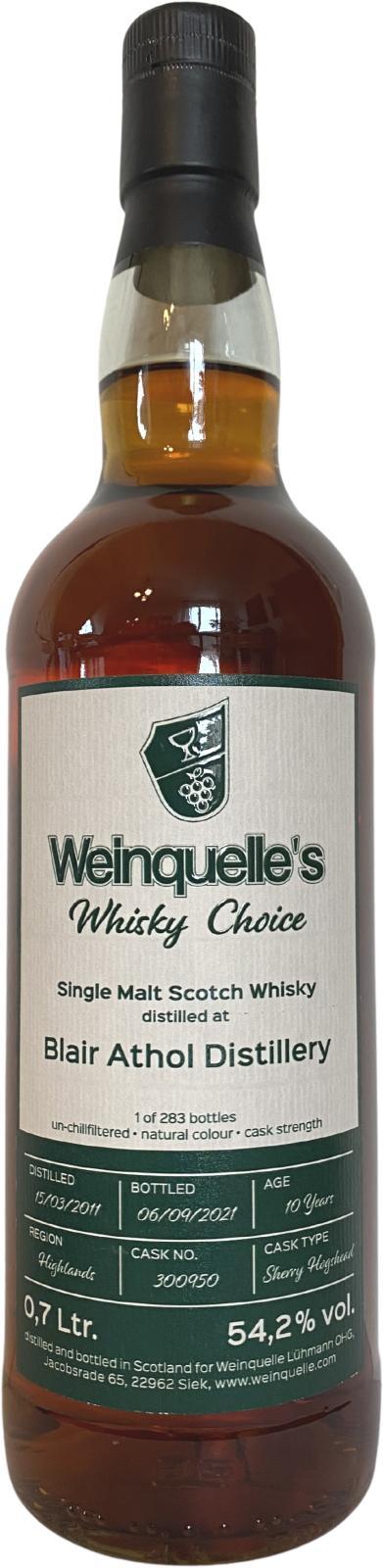 Blair Athol 2011 UD Weinquelle's Whisky Choice