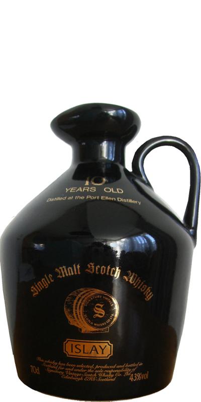 Port Ellen 10-year-old SV  Black ceramic jug