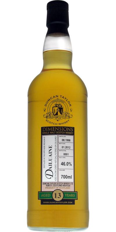 Dailuaine 1998 DT  Dimensions