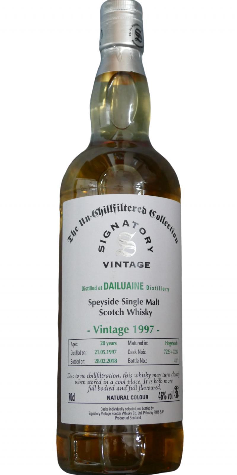 Dailuaine 1997 SV  The Un-Chillfiltered Collection