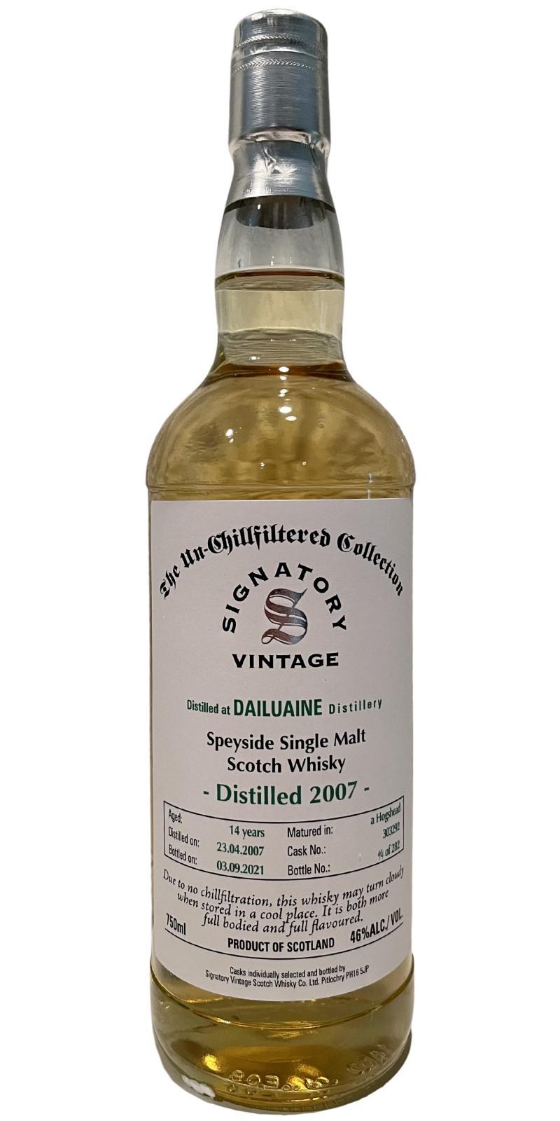 Dailuaine 2007 SV  The Un-Chillfiltered Collection