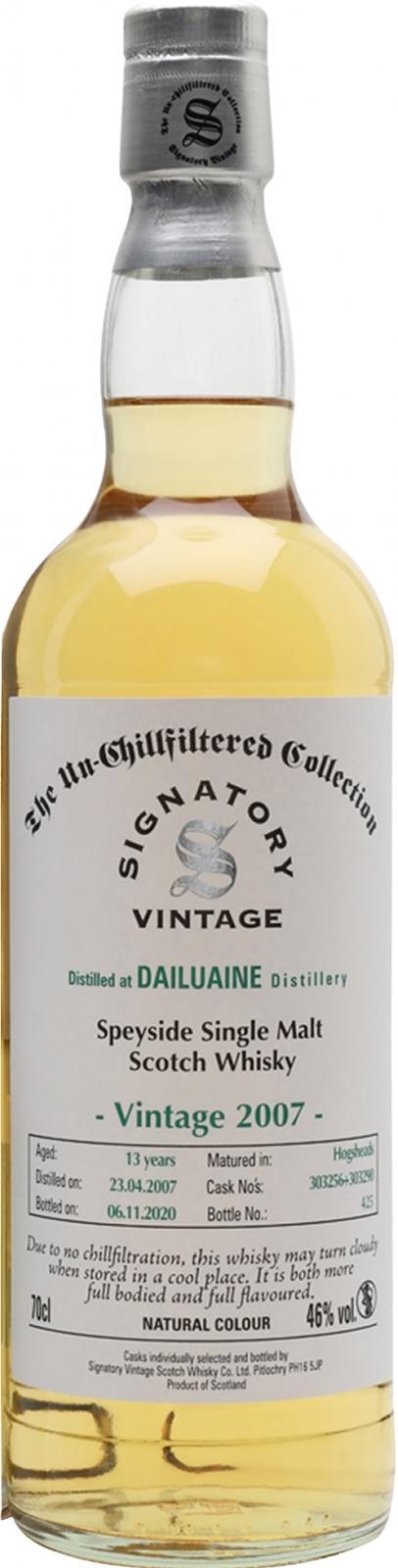 Dailuaine 2007 SV  The Un-Chillfiltered Collection