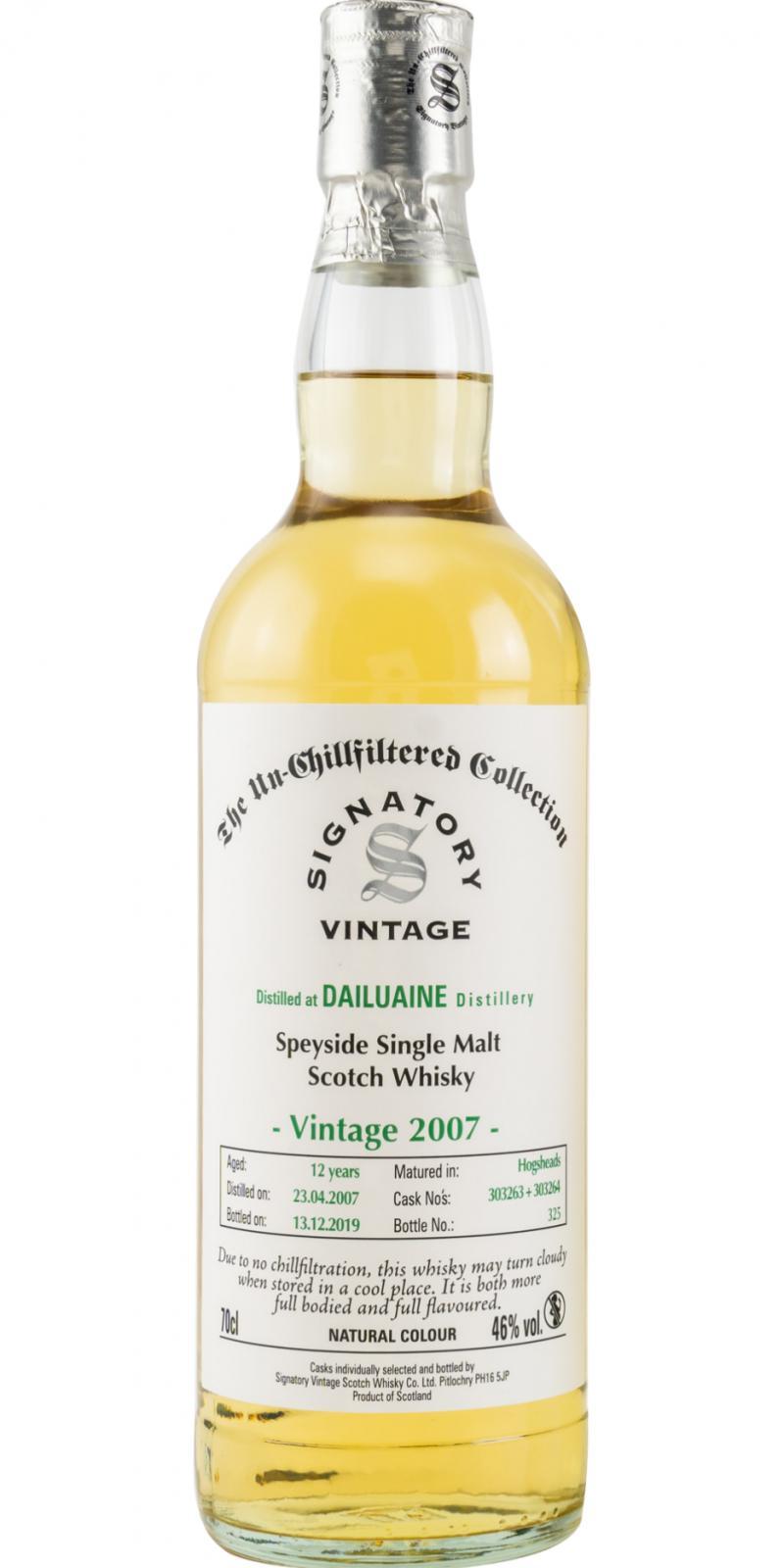 Dailuaine 2007 SV  The Un-Chillfiltered Collection