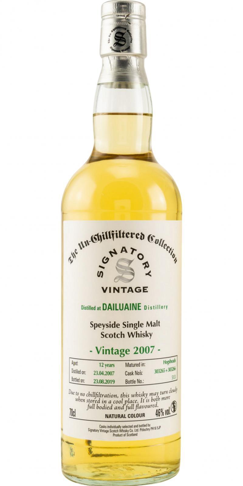 Dailuaine 2007 SV  The Un-Chillfiltered Collection