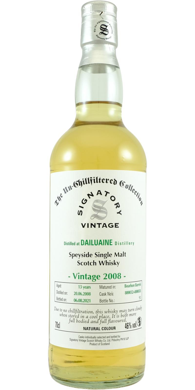 Dailuaine 2008 SV  The Un-Chillfiltered Collection