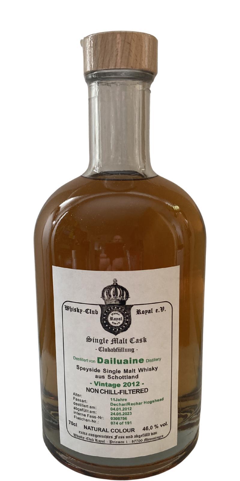 Dailuaine 2012 WCR  Club filling