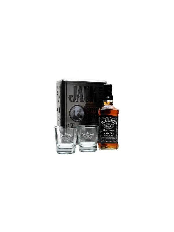 Jack Daniel's Old No. 7  Metal Gift Box 150th anniversary with 2 glasses