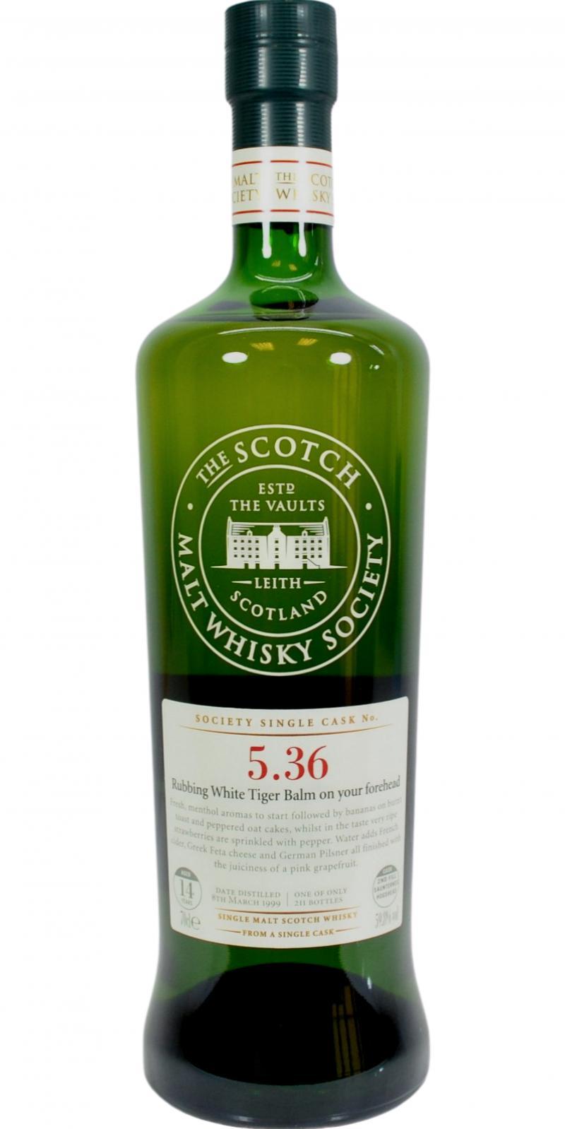 Auchentoshan 1999 SMWS 5.36  Rubbing White Tiger Balm on your forehead