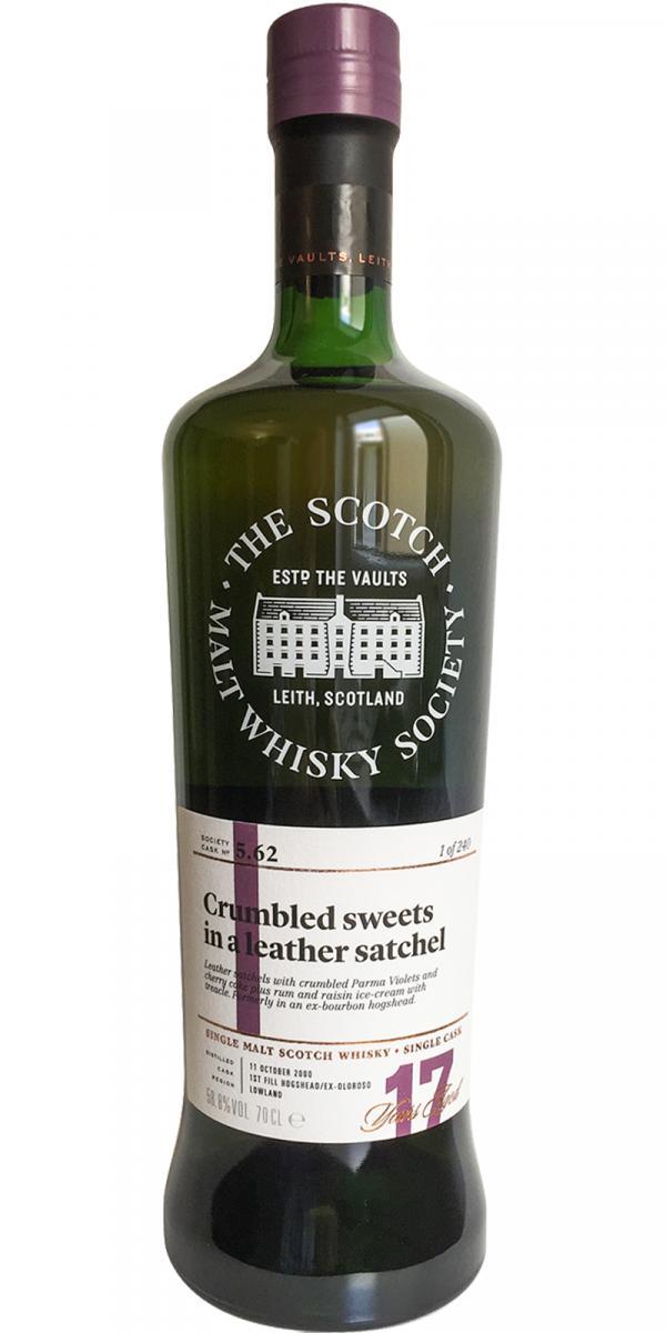 Auchentoshan 2000 SMWS 5.62  Crumbled sweets in a leather satchel