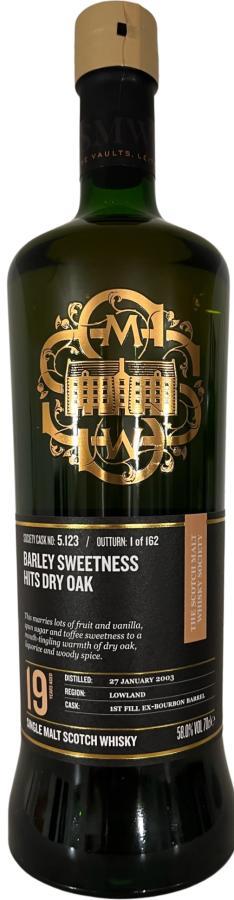Auchentoshan 2003 SMWS 5.123  Barley sweetness hits dry oak