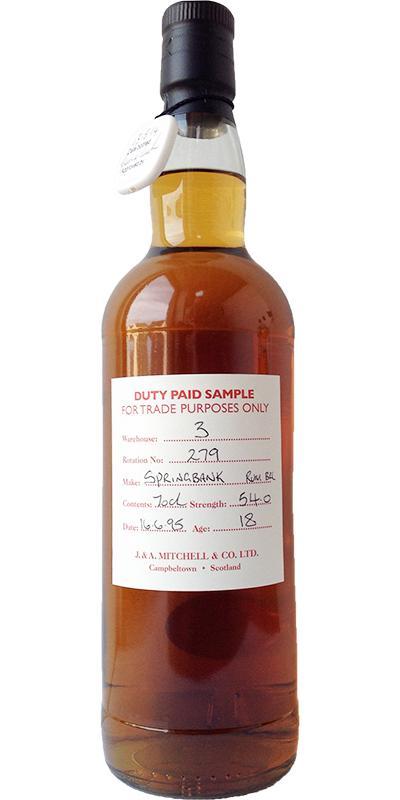 Springbank 1995 Duty Paid Sample - For Trade Purposes Only