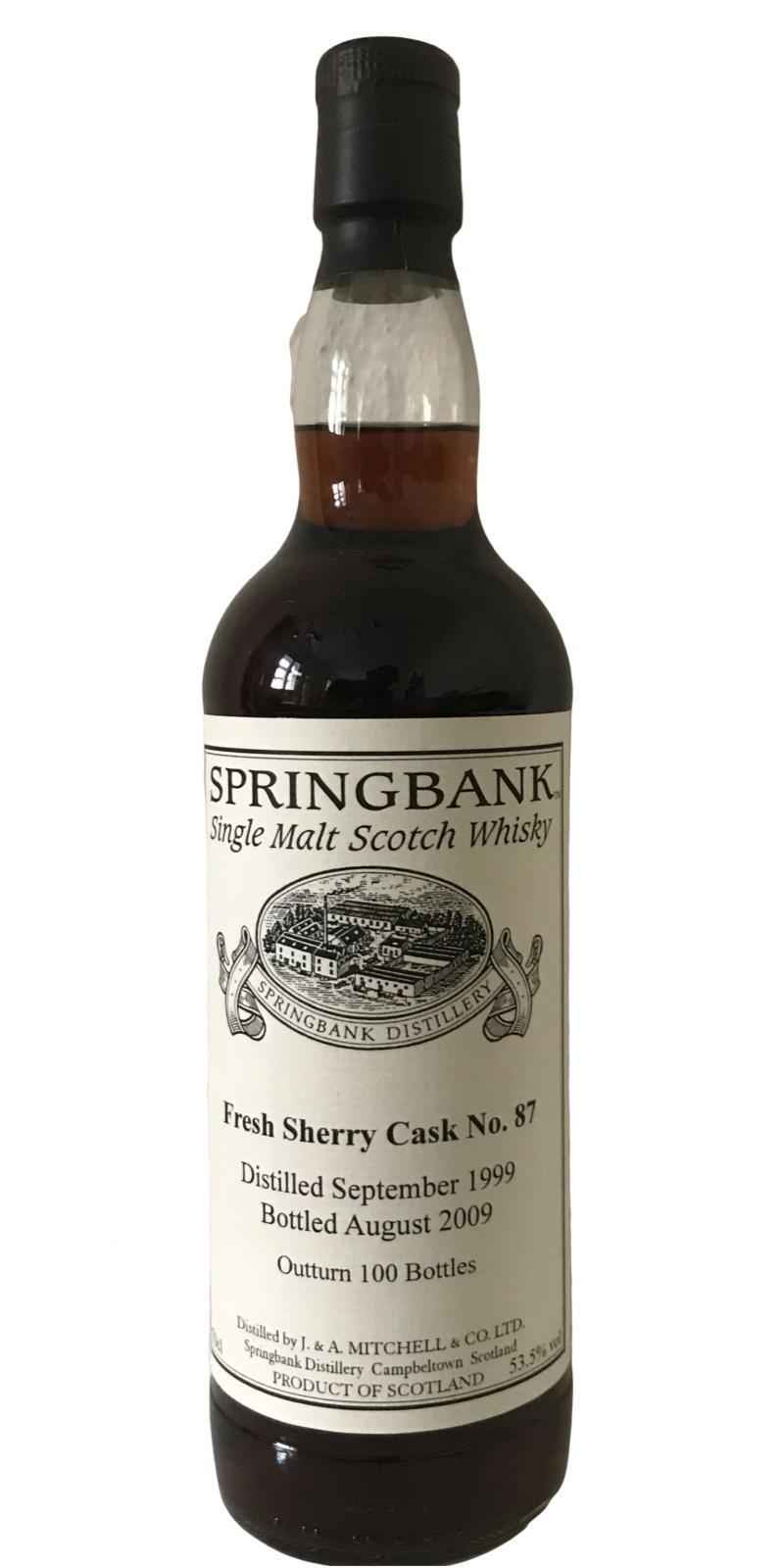 Springbank 1999 Private Bottling Fresh Sherry Cask No. 87