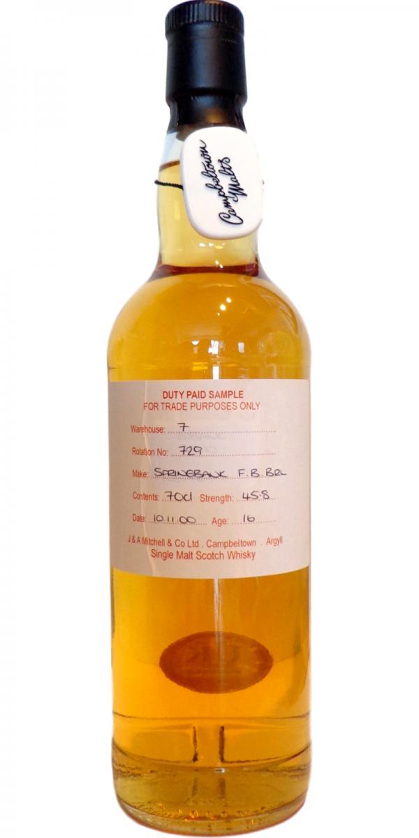 Springbank 2000 Duty Paid Sample - For Trade Purposes Only
