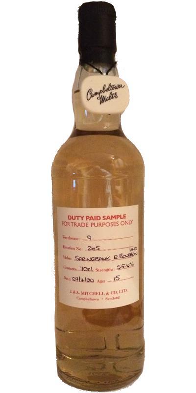 Springbank 2000 Duty Paid Sample - For Trade Purposes Only
