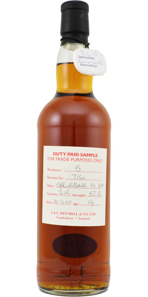 Springbank 2000 Duty Paid Sample - For Trade Purposes Only