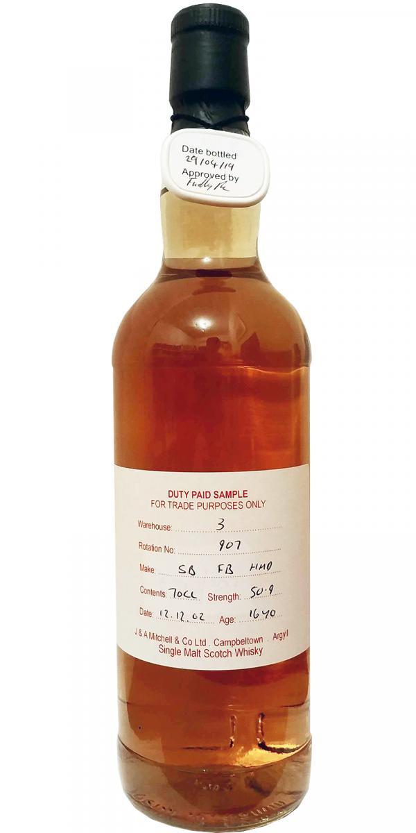 Springbank 2002 Duty Paid Sample - For Trade Purposes Only
