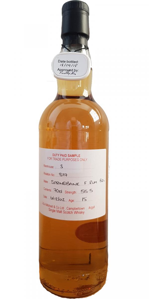Springbank 2002 Duty Paid Sample - For Trade Purposes Only