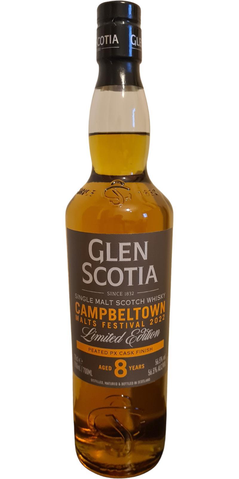 Glen Scotia 08-year-old  1st fill Bourbon, peated PX finish