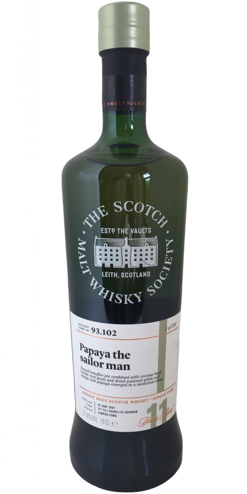Glen Scotia 2007 SMWS 93.102  Papaya the sailor man