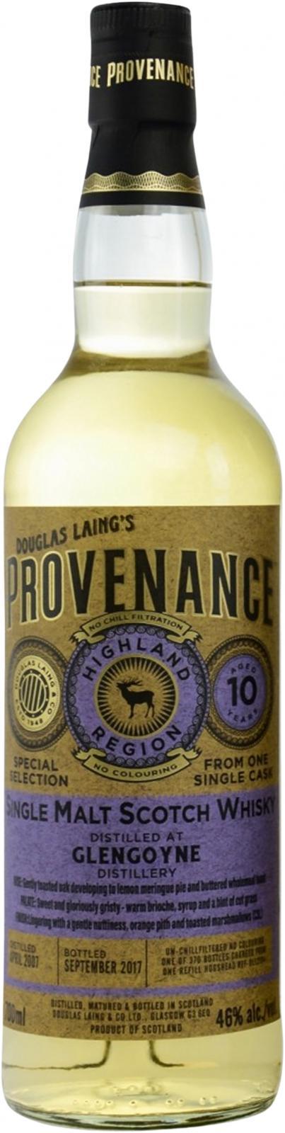 Glengoyne 2007 DL  Provenance