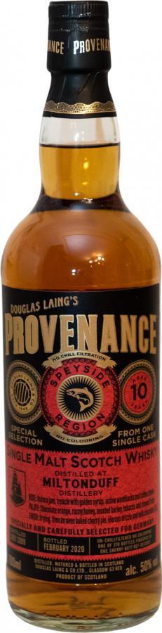 Miltonduff 2009 DL Provenance