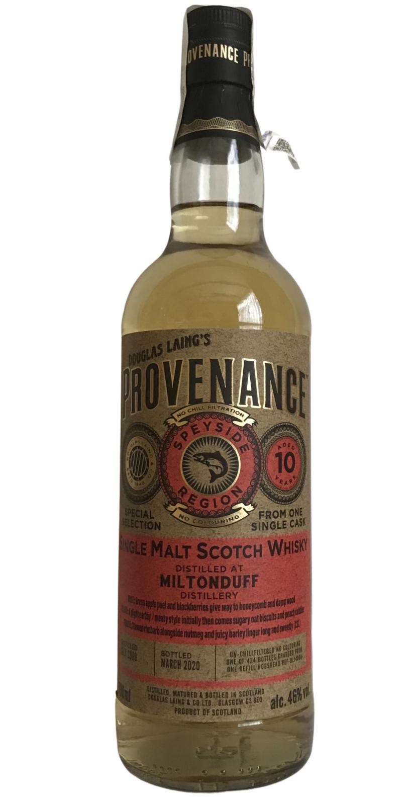 Miltonduff 2009 DL Provenance