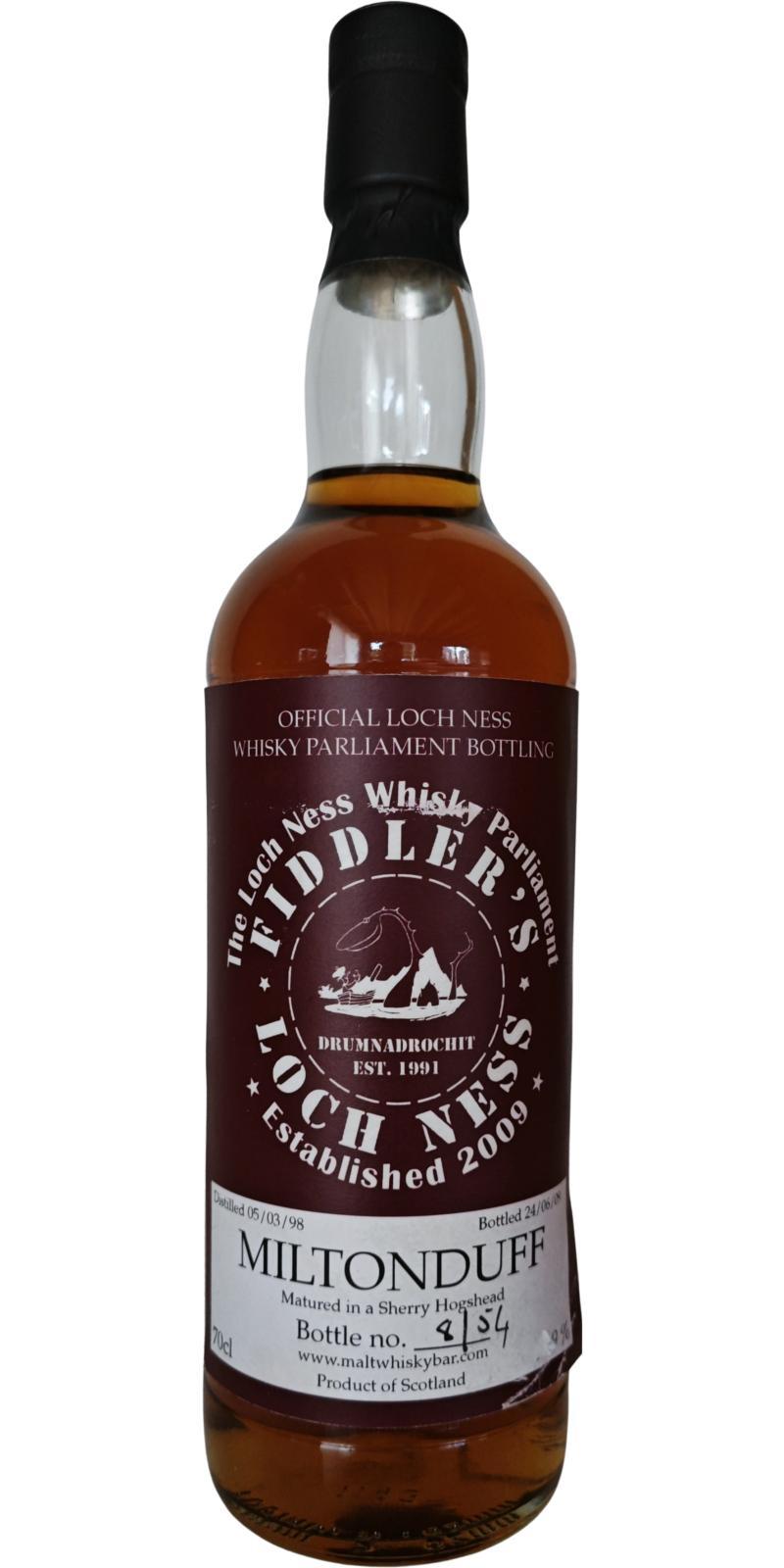 Miltonduff 1998 UD Official Loch Ness Whisky Parliament Bottling