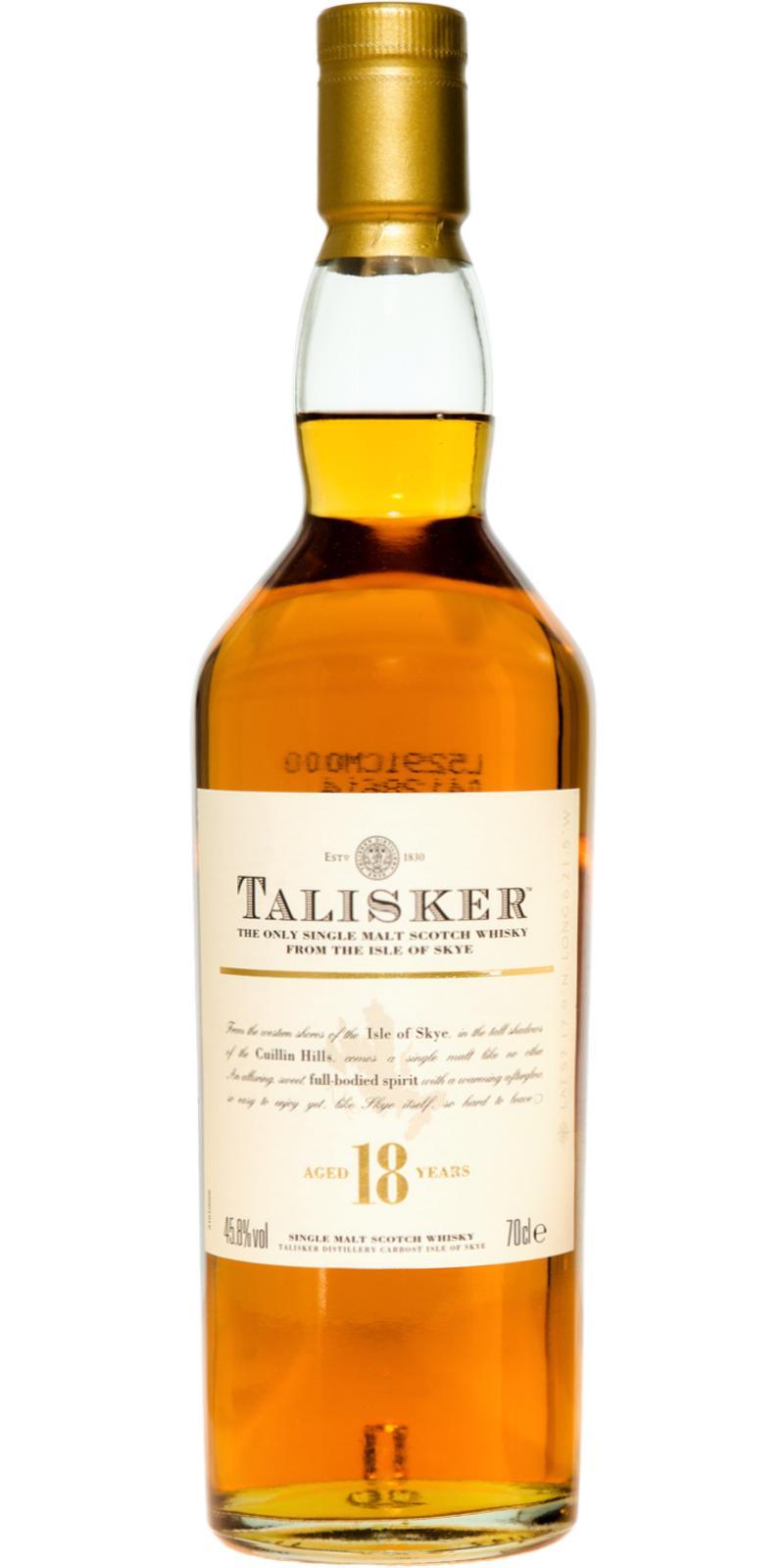 Talisker 18-year-old  The Only Single Malt Scotch Whisky From the Isle of Skye