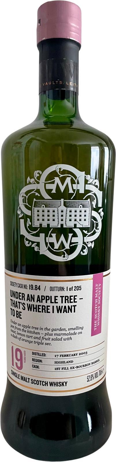 Glen Garioch 2003 SMWS 19.84 Under an apple tree - that's where I want to be