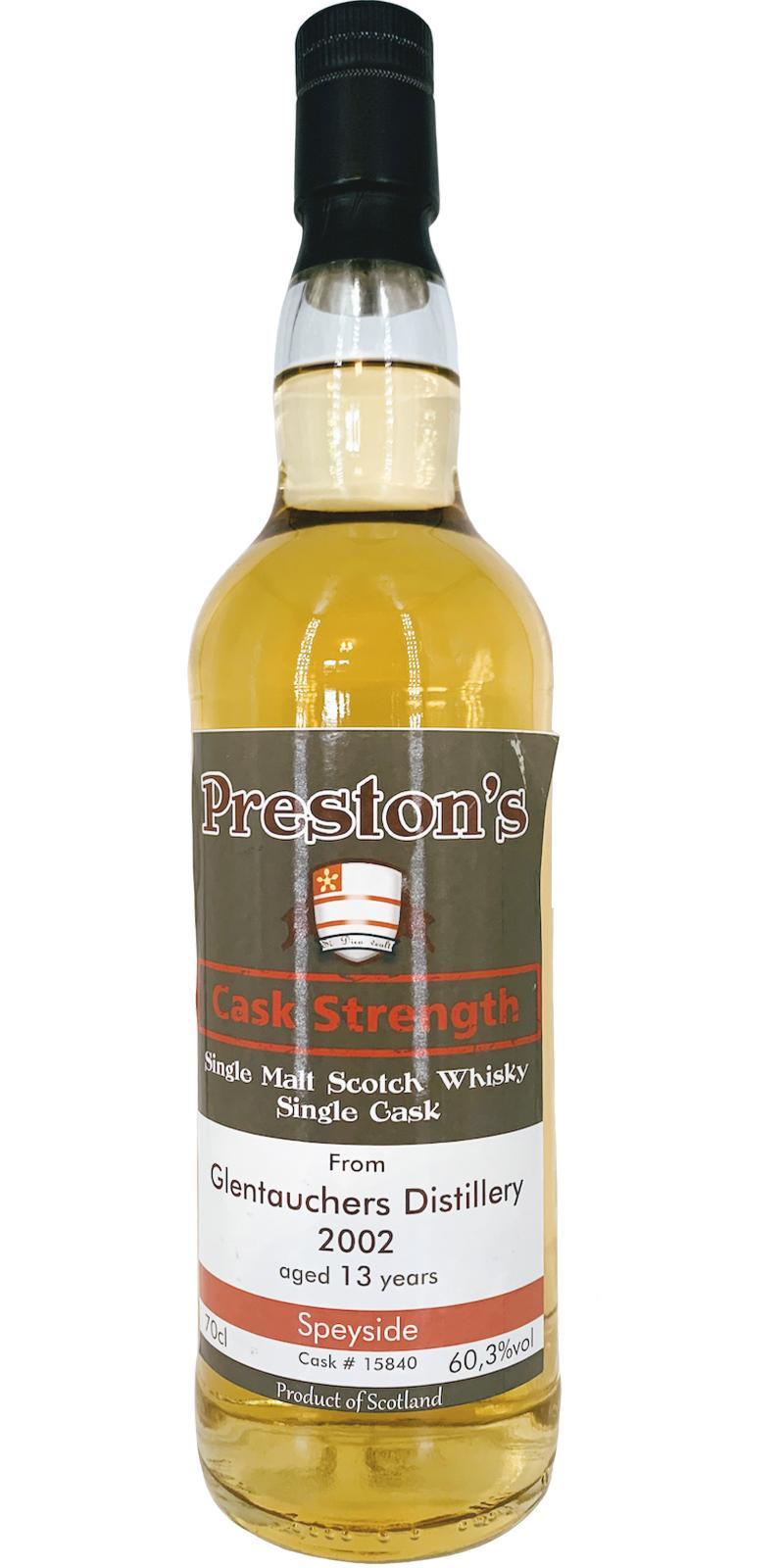 Glentauchers 2002 Bewh  Preston's - Cask Strength