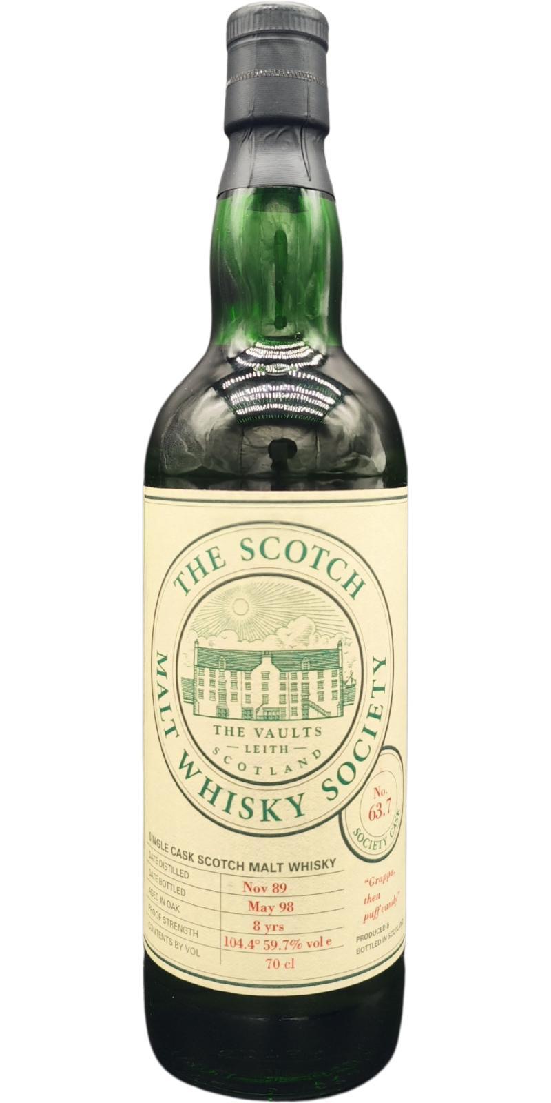 Glentauchers 1989 SMWS 63.7  Grappa then puff candy