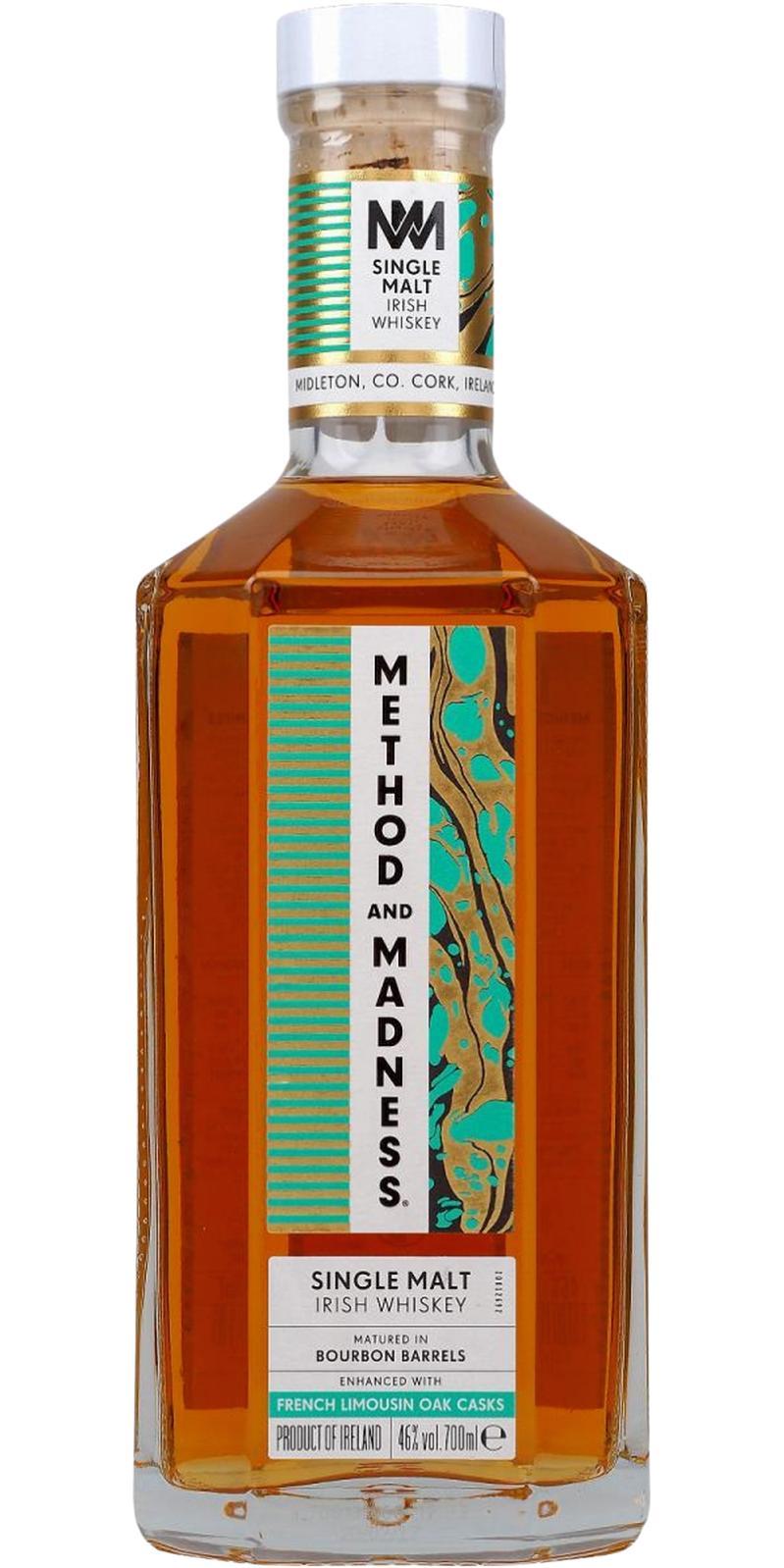 Method and Madness Single Malt Irish Whiskey  Enhanced with French Limousin Oak Casks